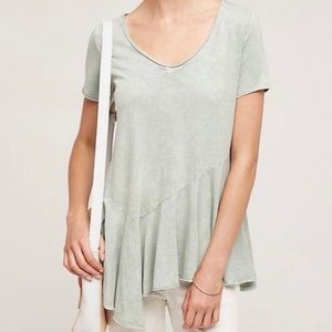 Anthropologie Asymmetrical Green Top